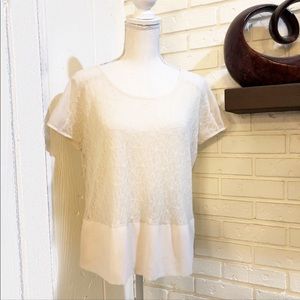 Kensie Lace & Chiffon Top, Size S